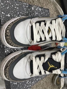 Jordan Men's White, Gray & Black Sneakers with Yellow Jumpman